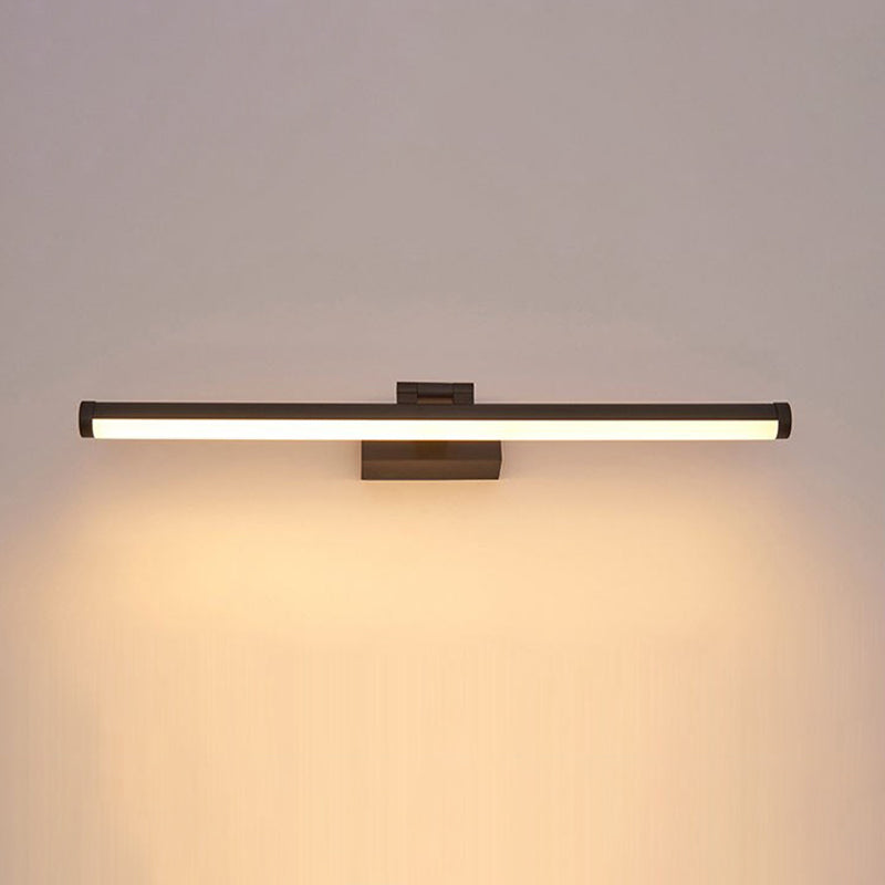 Modern Linear Wall Light Fixture Metal Single Light LED Mirror Light for Bathroom in Black