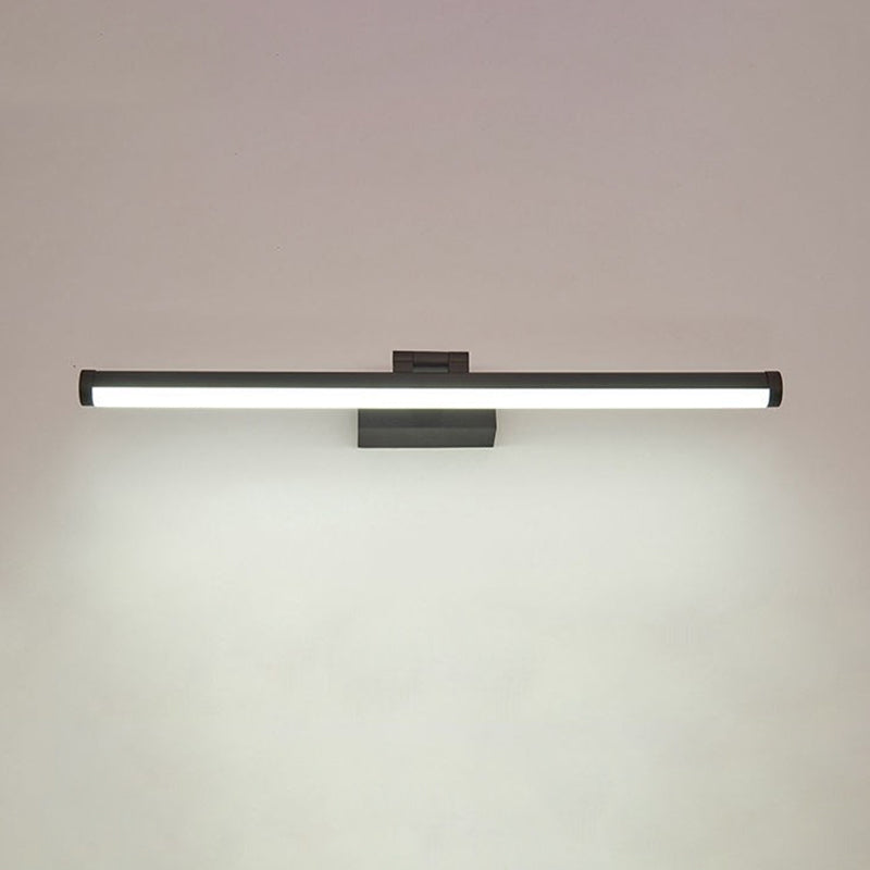 Modern Linear Wall Light Fixture Metal Single Light LED Mirror Light for Bathroom in Black