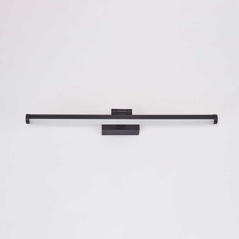 Modern Linear Wall Light Fixture Metal Single Light LED Mirror Light for Bathroom in Black