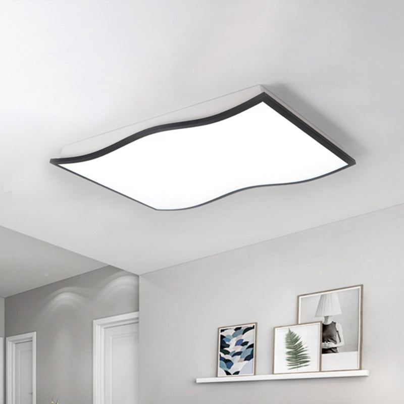 Quadrato Ondato/Rettangolo Lampada a Flusso Contemporaneo Acrilico 19.5 "/32" Wide Led Nero Flush Mount Apparecchio di Luce