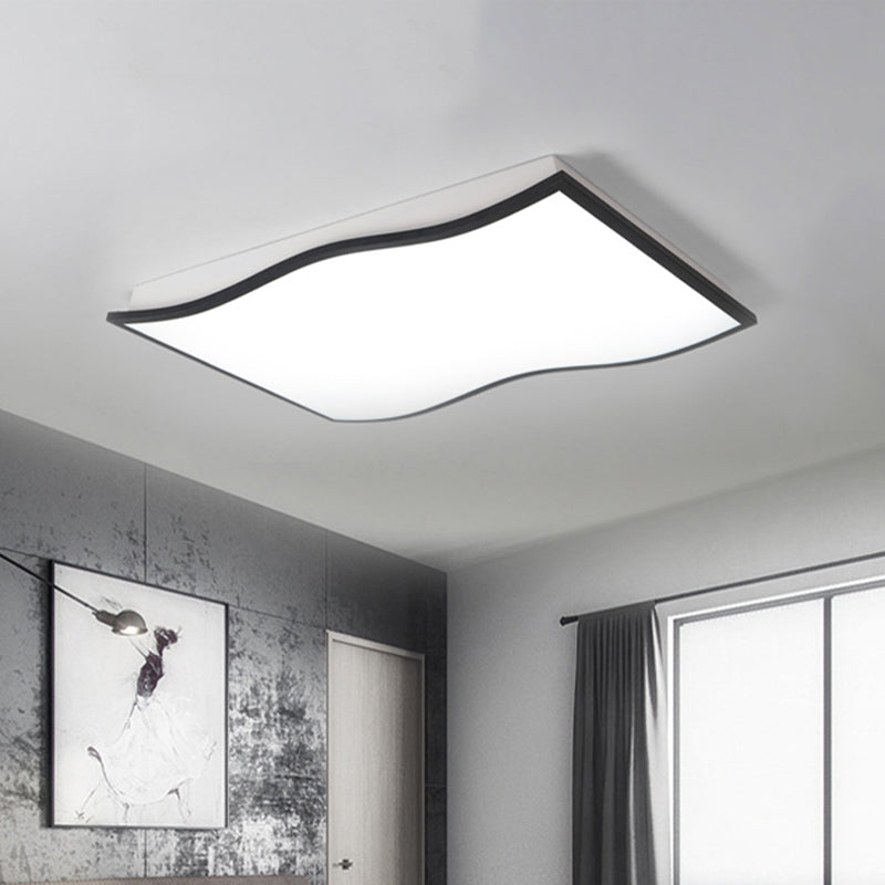 Quadrato Ondato/Rettangolo Lampada a Flusso Contemporaneo Acrilico 19.5 "/32" Wide Led Nero Flush Mount Apparecchio di Luce