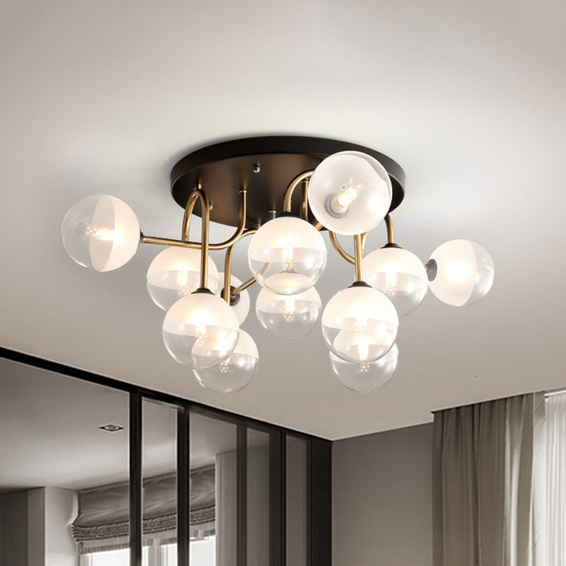 Witte glazen bol spoeling verlichting modernistische 12-head plafond spoeling in messing voor woonkamer