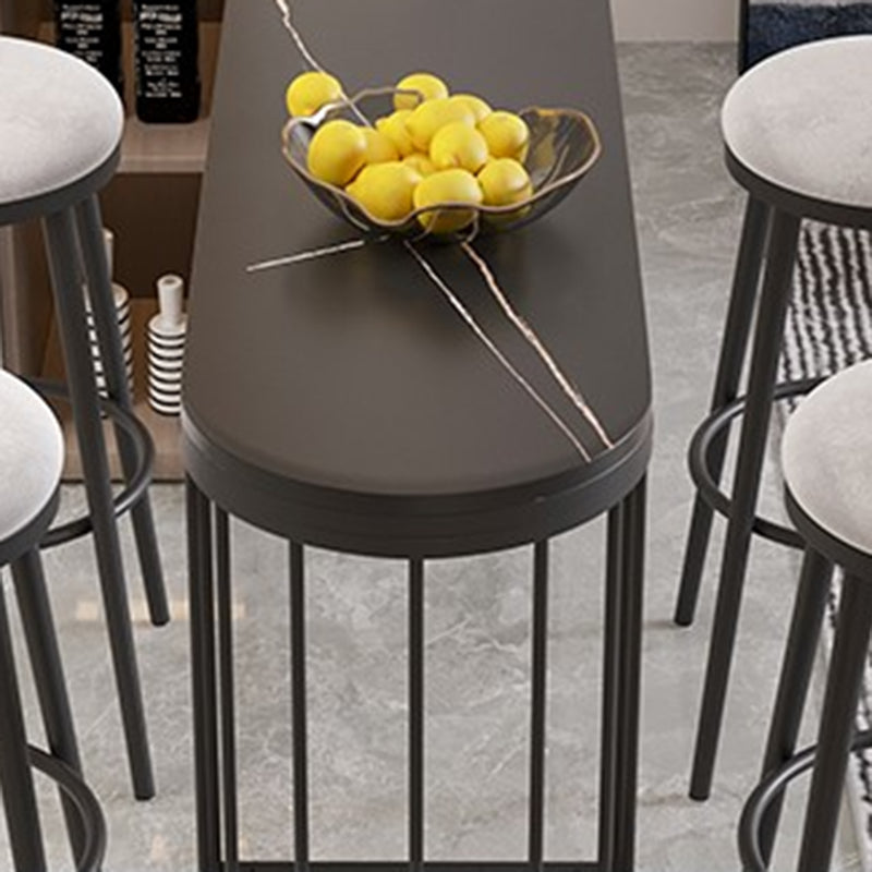 Stone and Metal Modern Cocktail Bar Table with Storage Indoor Counter Table