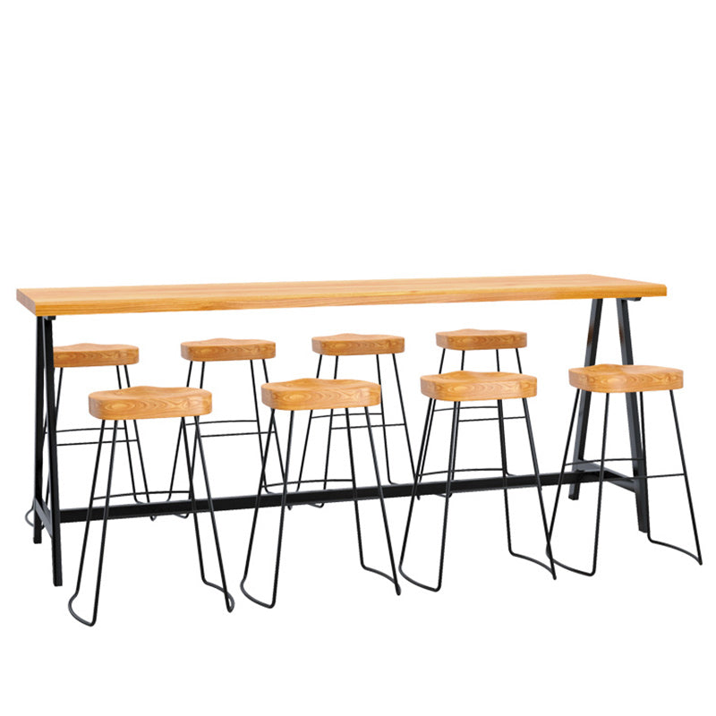 Rectangle Wood Counter Table Rectangle Industrial Style Bar Table for Kitchen