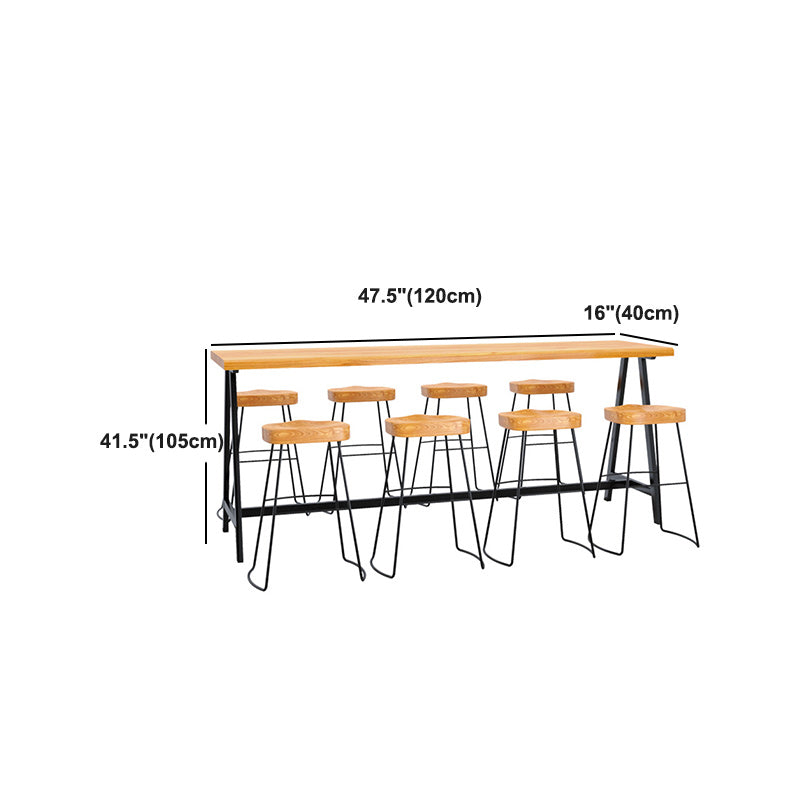 Rectangle Wood Counter Table Rectangle Industrial Style Bar Table for Kitchen