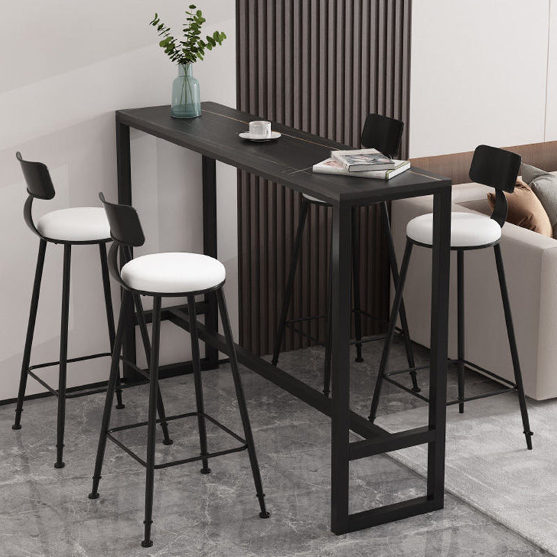 Modern Rectangle Bar Table Stone Top Bistro Table with Pedal Base