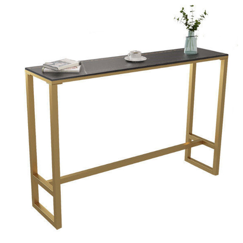 Modern Rectangle Bar Table Stone Top Bistro Table with Pedal Base