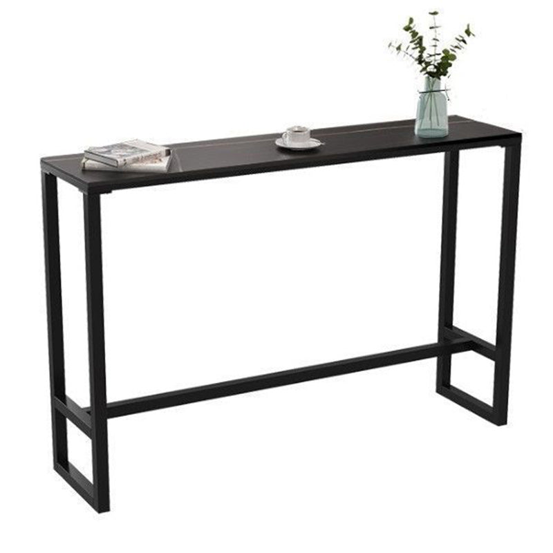 Modern Rectangle Bar Table Stone Top Bistro Table with Pedal Base