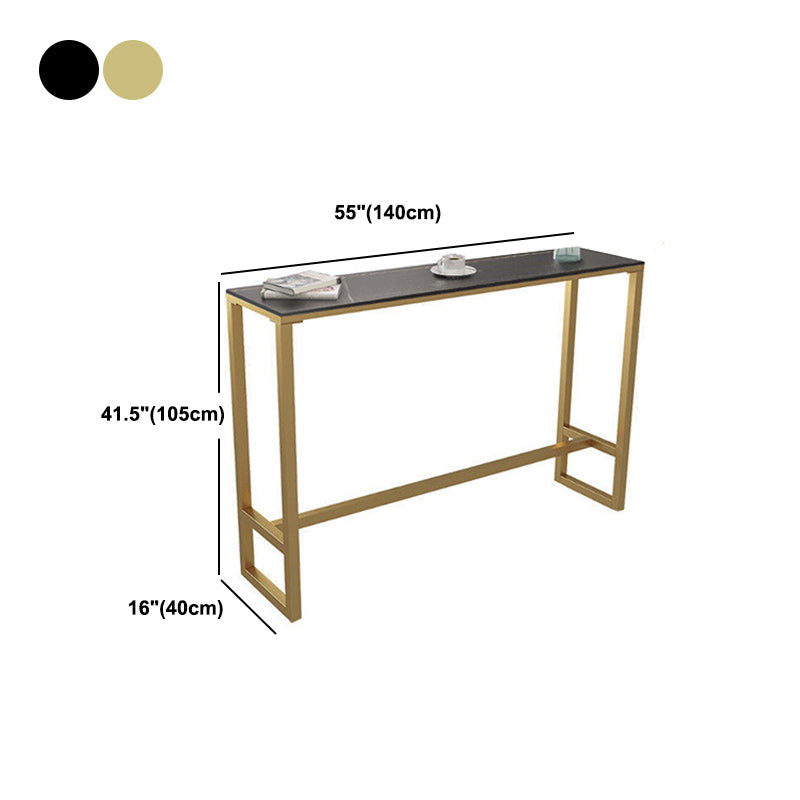 Modern Rectangle Bar Table Stone Top Bistro Table with Pedal Base