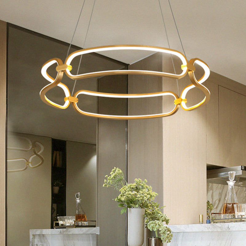 Bracelet Metal Chandelier Lamp Modern 1 Light Gold Led Ceiling Pendant Light in White/Warm Light