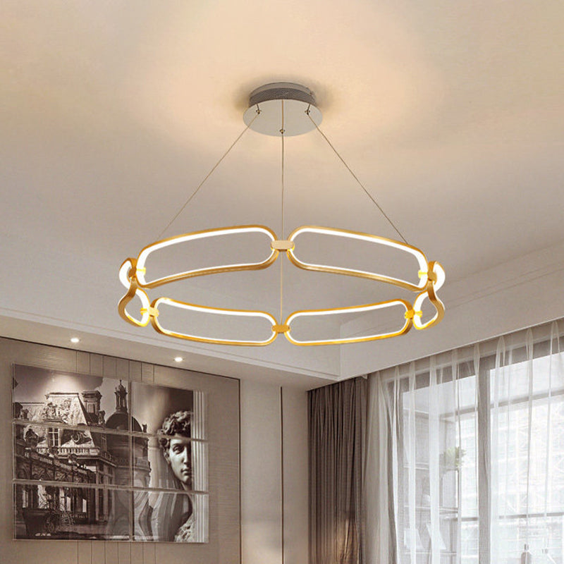 Bracelet Metal Chandelier Lamp Modern 1 Light Gold Led Ceiling Pendant Light in White/Warm Light