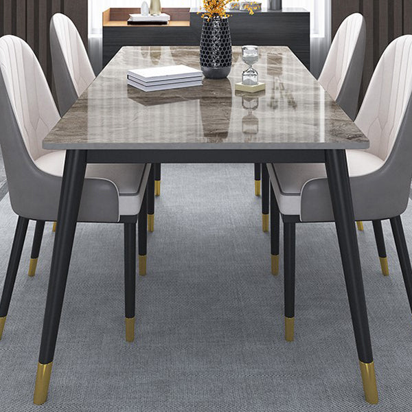 Sintered Stone Dining Table Modern Gray Dining Table with Black Frame