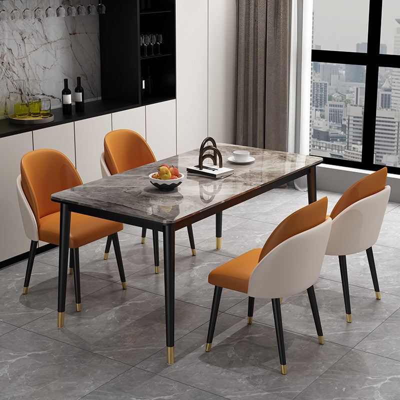 Sintered Stone Dining Table Modern Gray Dining Table with Black Frame