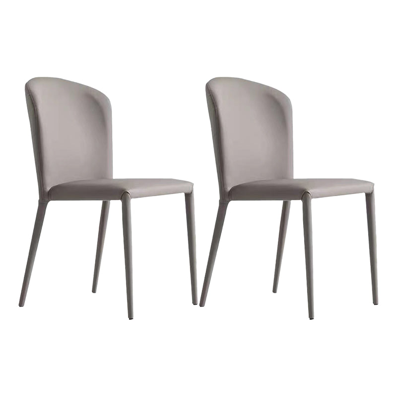 Contemporary PU Leather Dining Chairs Metal Armless Dining Chair for Home Use