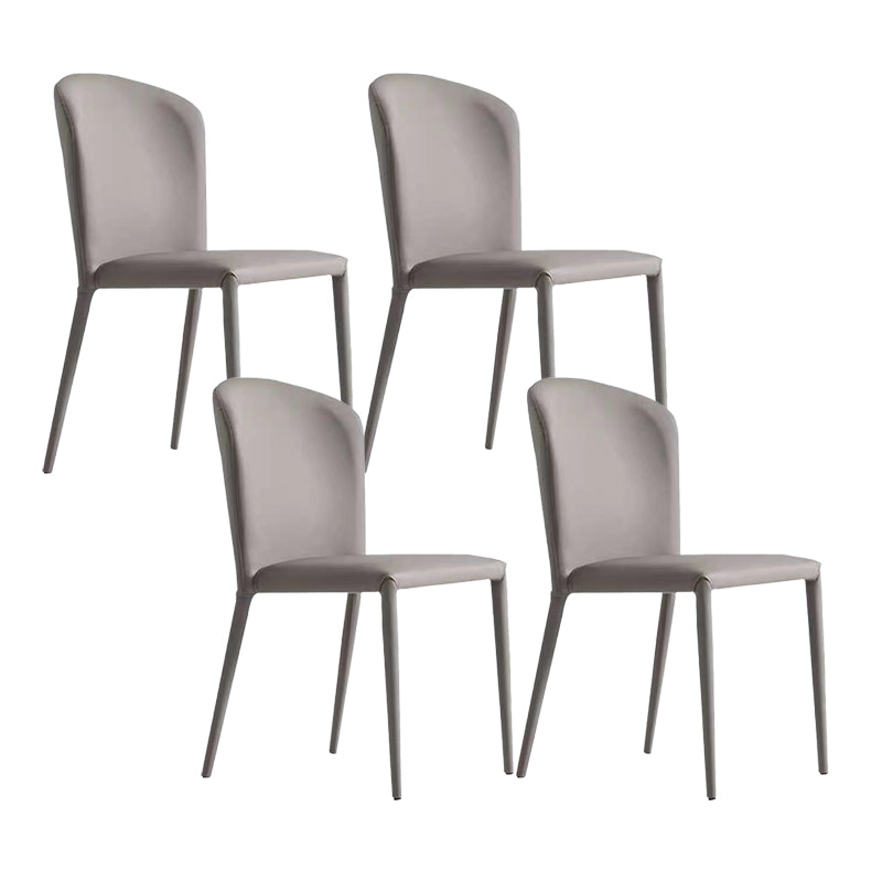 Contemporary PU Leather Dining Chairs Metal Armless Dining Chair for Home Use