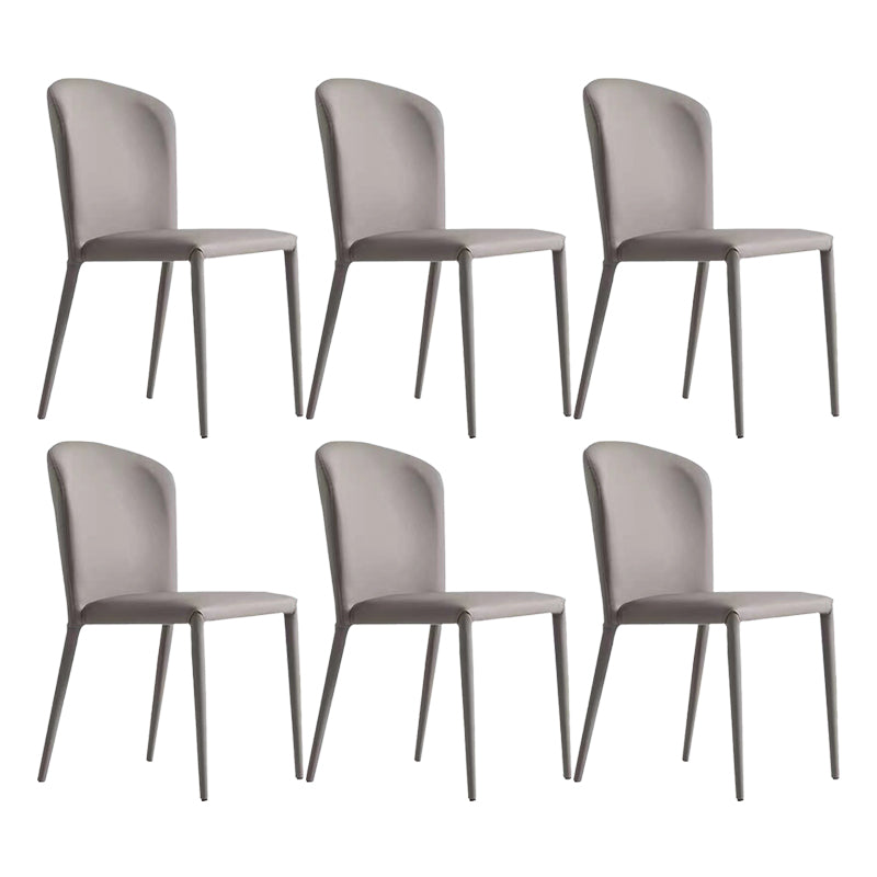 Contemporary PU Leather Dining Chairs Metal Armless Dining Chair for Home Use