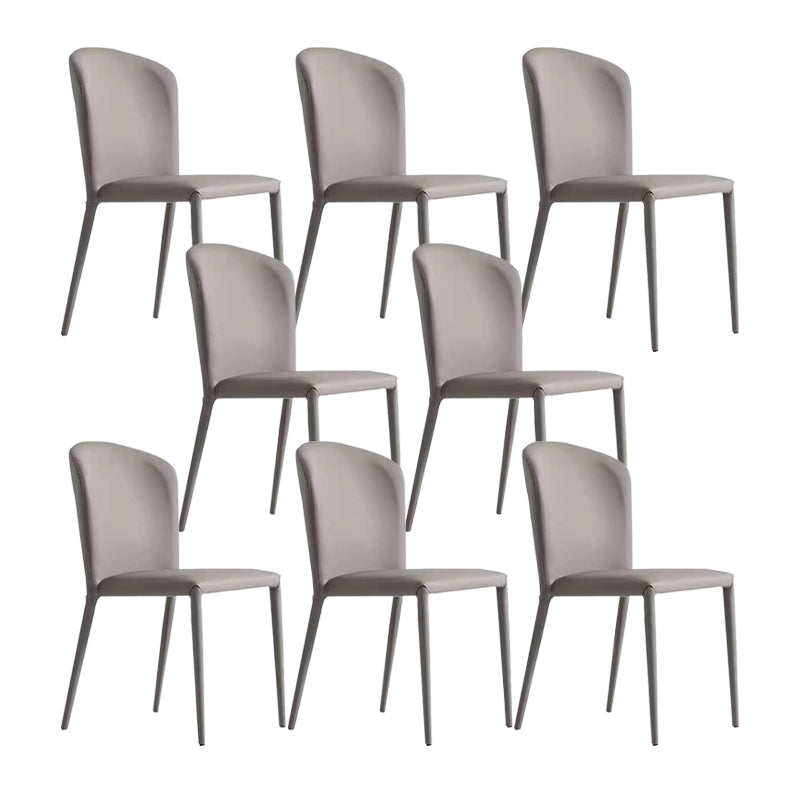 Contemporary PU Leather Dining Chairs Metal Armless Dining Chair for Home Use