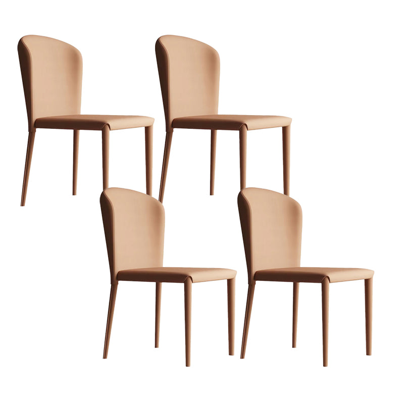 Contemporary PU Leather Dining Chairs Metal Armless Dining Chair for Home Use