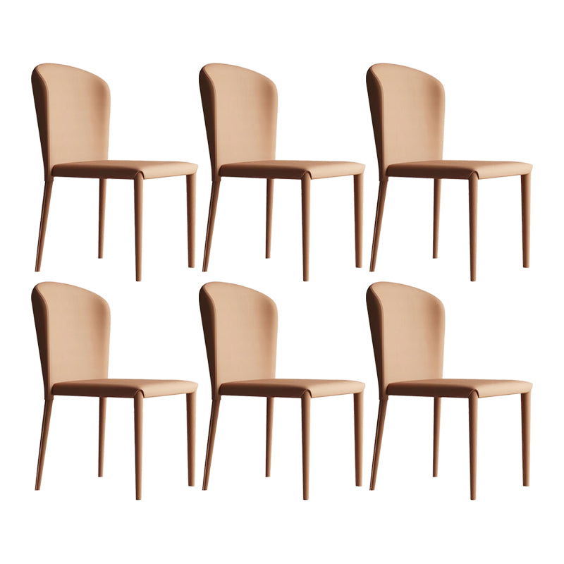 Contemporary PU Leather Dining Chairs Metal Armless Dining Chair for Home Use