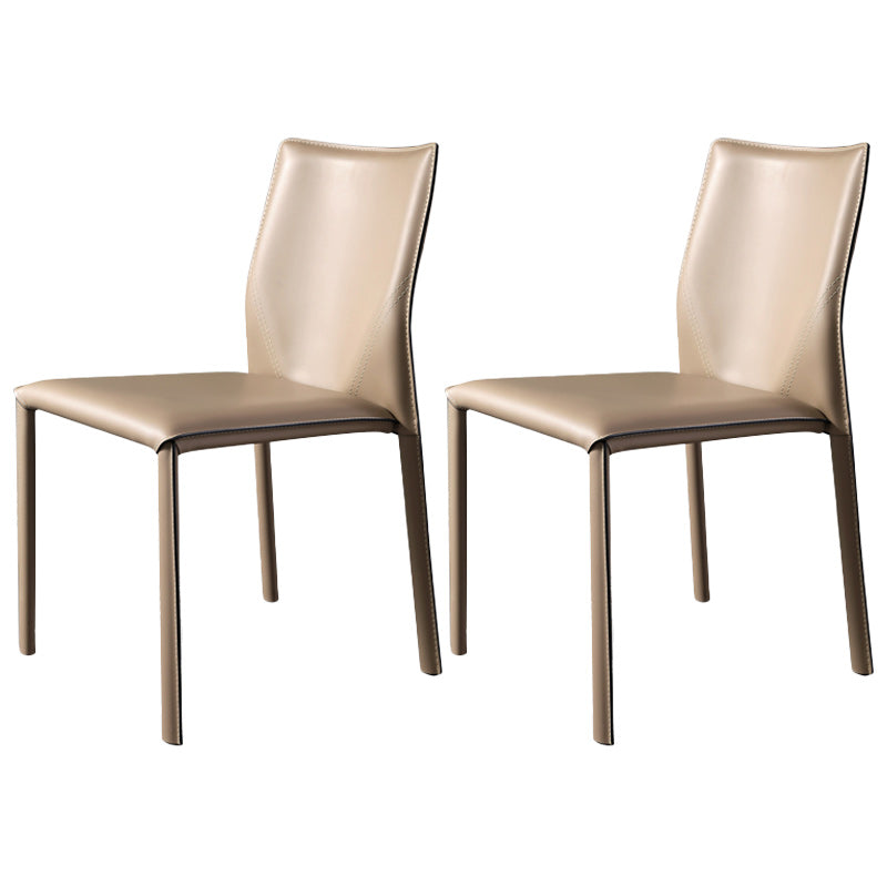 Minimalist Style Leather Dining Chairs for Home Armless Solid Back Chair