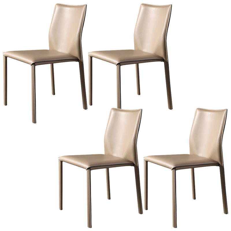 Minimalist Style Leather Dining Chairs for Home Armless Solid Back Chair