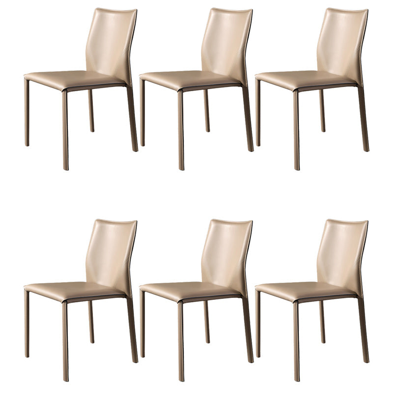 Minimalist Style Leather Dining Chairs for Home Armless Solid Back Chair