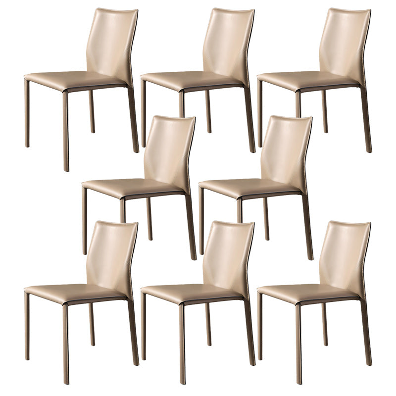 Minimalist Style Leather Dining Chairs for Home Armless Solid Back Chair