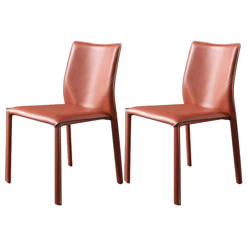 Minimalist Style Leather Dining Chairs for Home Armless Solid Back Chair