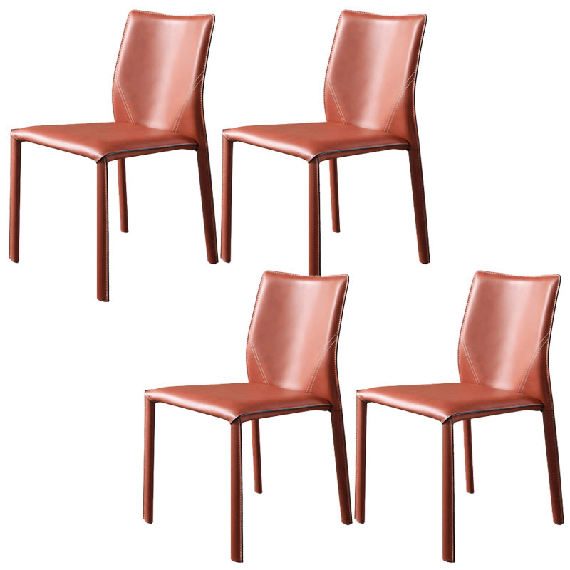 Minimalist Style Leather Dining Chairs for Home Armless Solid Back Chair