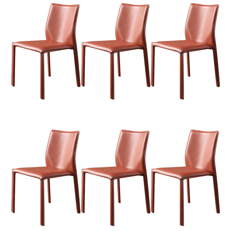 Minimalist Style Leather Dining Chairs for Home Armless Solid Back Chair