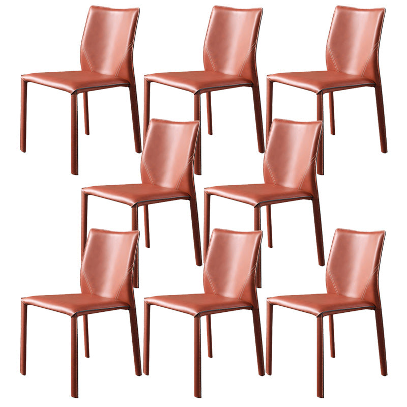 Minimalist Style Leather Dining Chairs for Home Armless Solid Back Chair