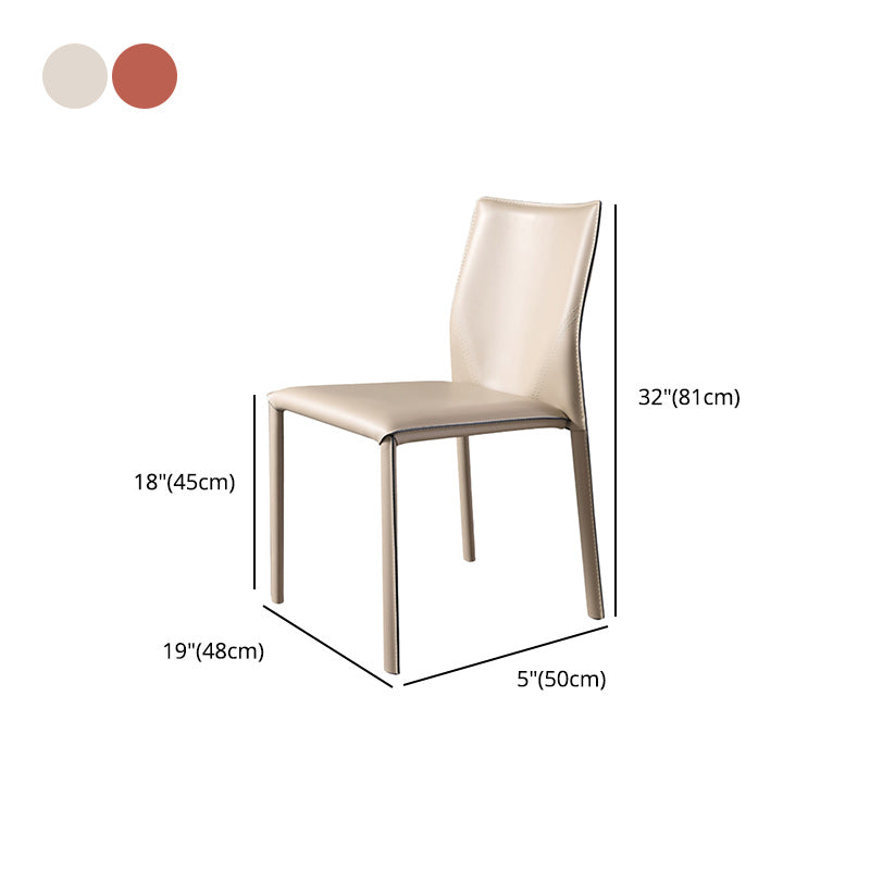 Minimalist Style Leather Dining Chairs for Home Armless Solid Back Chair