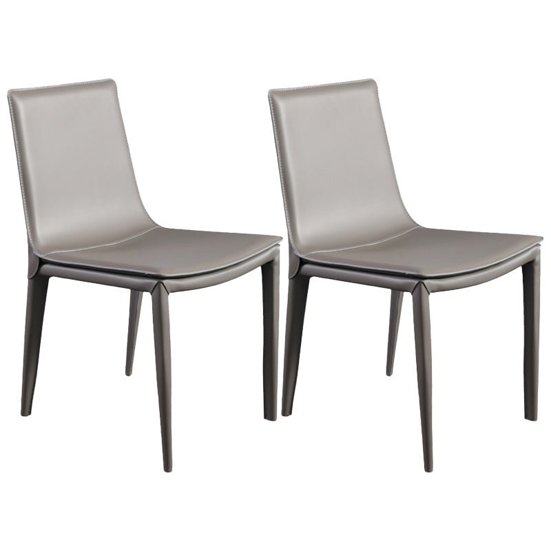 Minimalist Armless Solid Back Chairs for Home Leather Dining Chairs