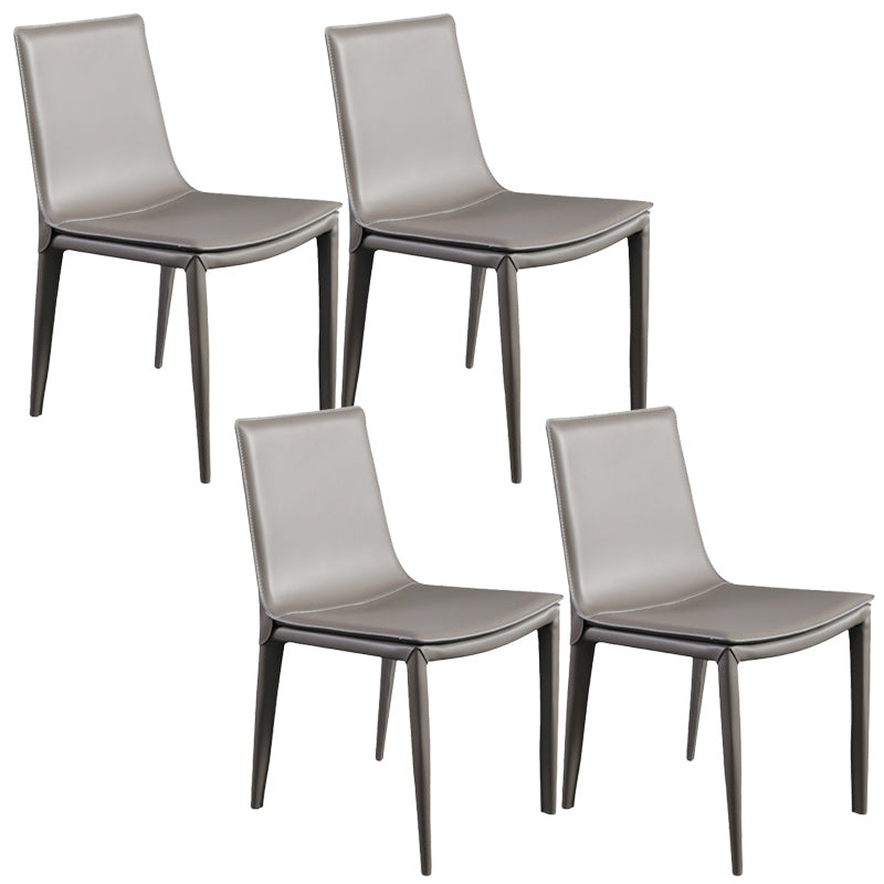 Minimalist Armless Solid Back Chairs for Home Leather Dining Chairs