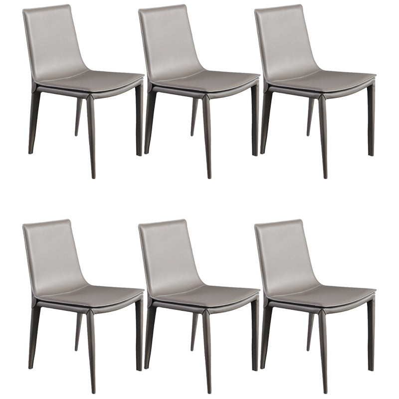 Minimalist Armless Solid Back Chairs for Home Leather Dining Chairs