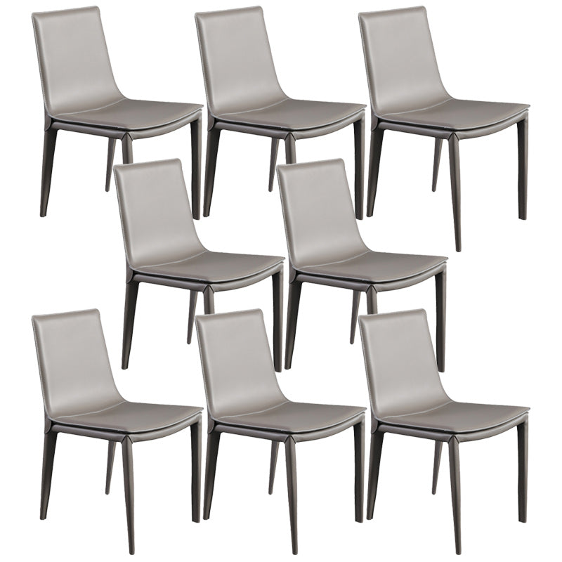 Minimalist Armless Solid Back Chairs for Home Leather Dining Chairs