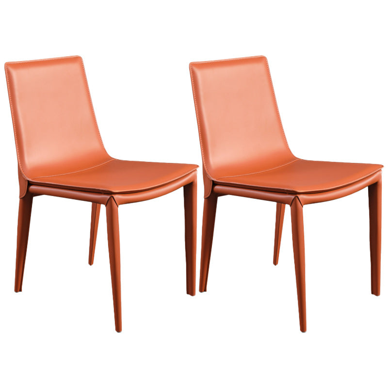 Minimalist Armless Solid Back Chairs for Home Leather Dining Chairs