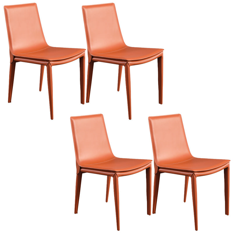 Minimalist Armless Solid Back Chairs for Home Leather Dining Chairs