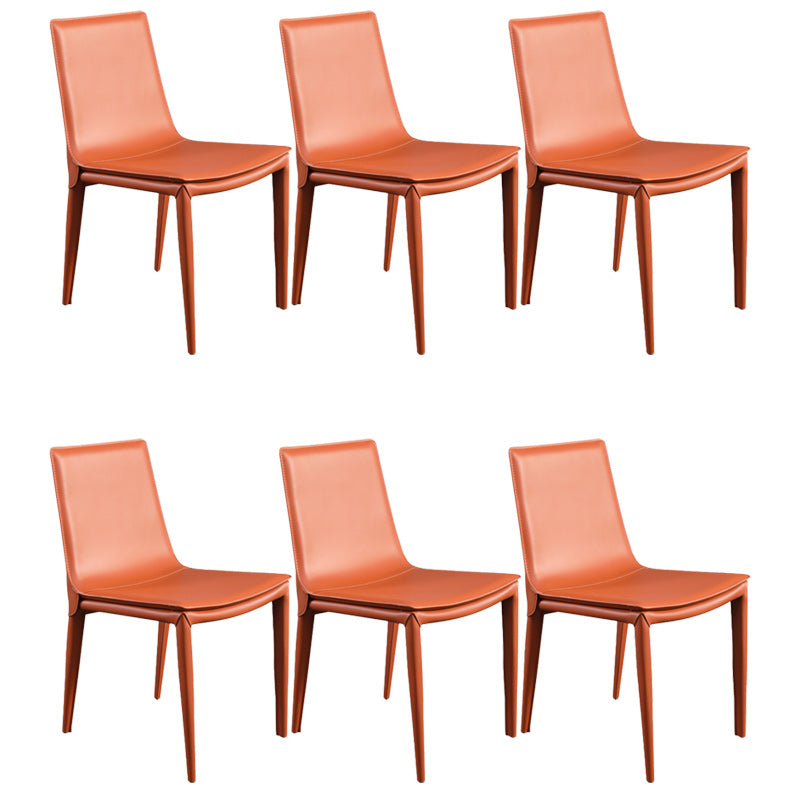 Minimalist Armless Solid Back Chairs for Home Leather Dining Chairs