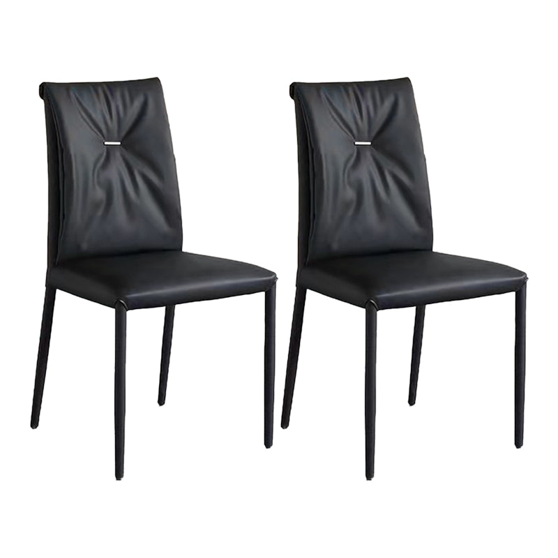 Contemporary Faux Leather Dining Chairs Metal Armless Dining Chair for Home Use