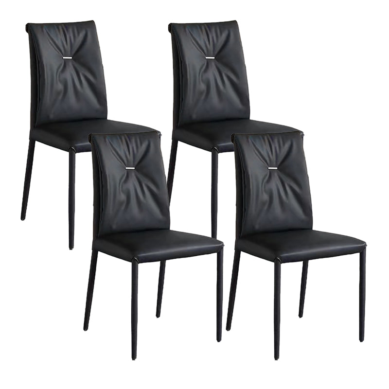 Contemporary Faux Leather Dining Chairs Metal Armless Dining Chair for Home Use