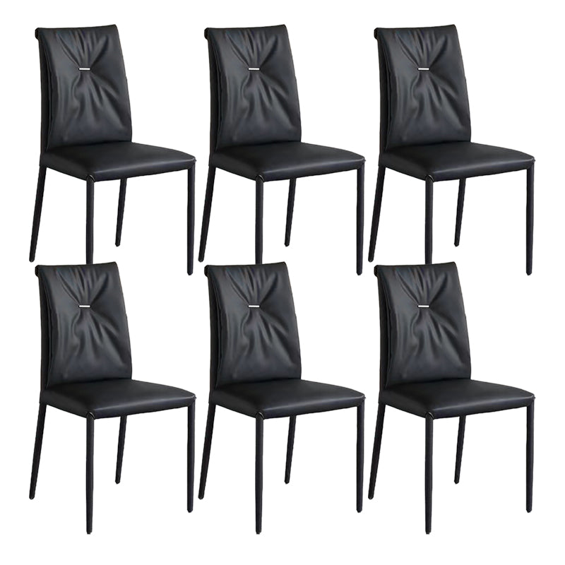 Contemporary Faux Leather Dining Chairs Metal Armless Dining Chair for Home Use