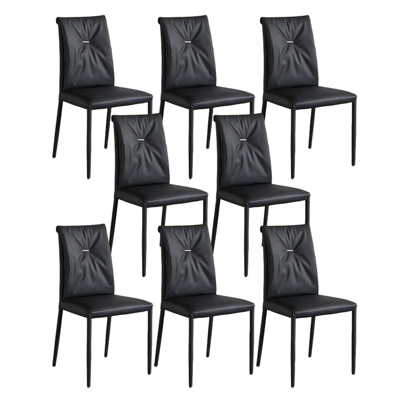 Contemporary Faux Leather Dining Chairs Metal Armless Dining Chair for Home Use