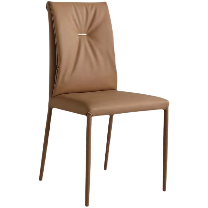 Contemporary Faux Leather Dining Chairs Metal Armless Dining Chair for Home Use