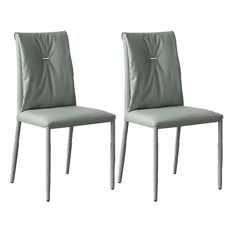 Contemporary Faux Leather Dining Chairs Metal Armless Dining Chair for Home Use