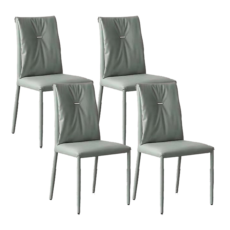 Contemporary Faux Leather Dining Chairs Metal Armless Dining Chair for Home Use