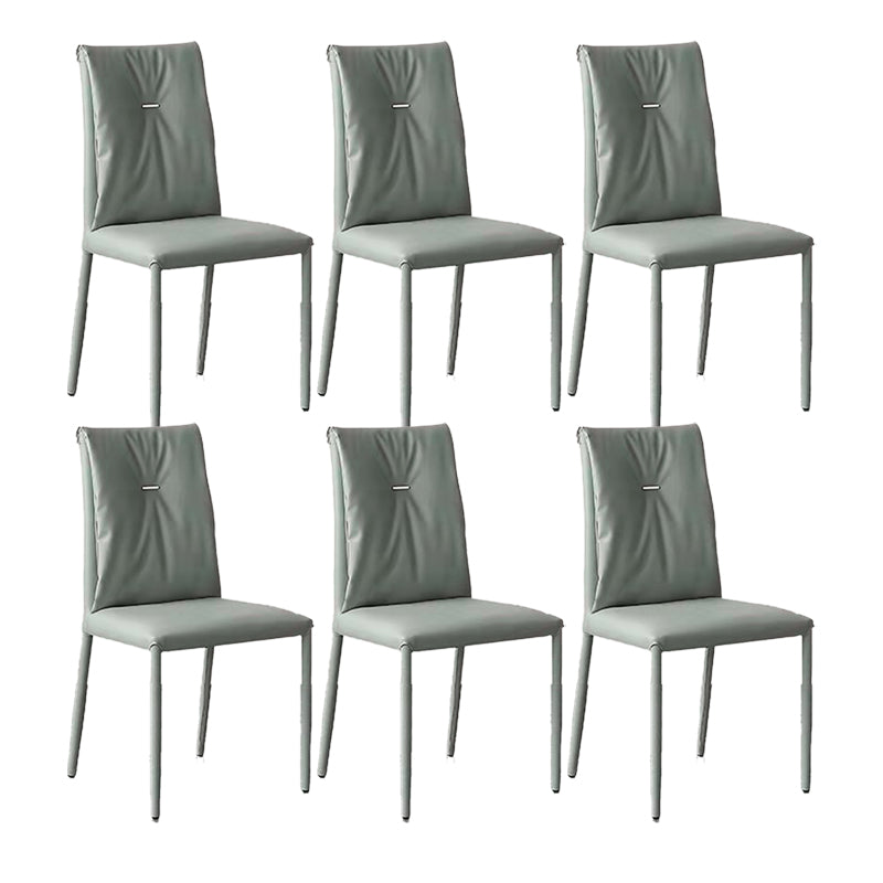 Contemporary Faux Leather Dining Chairs Metal Armless Dining Chair for Home Use