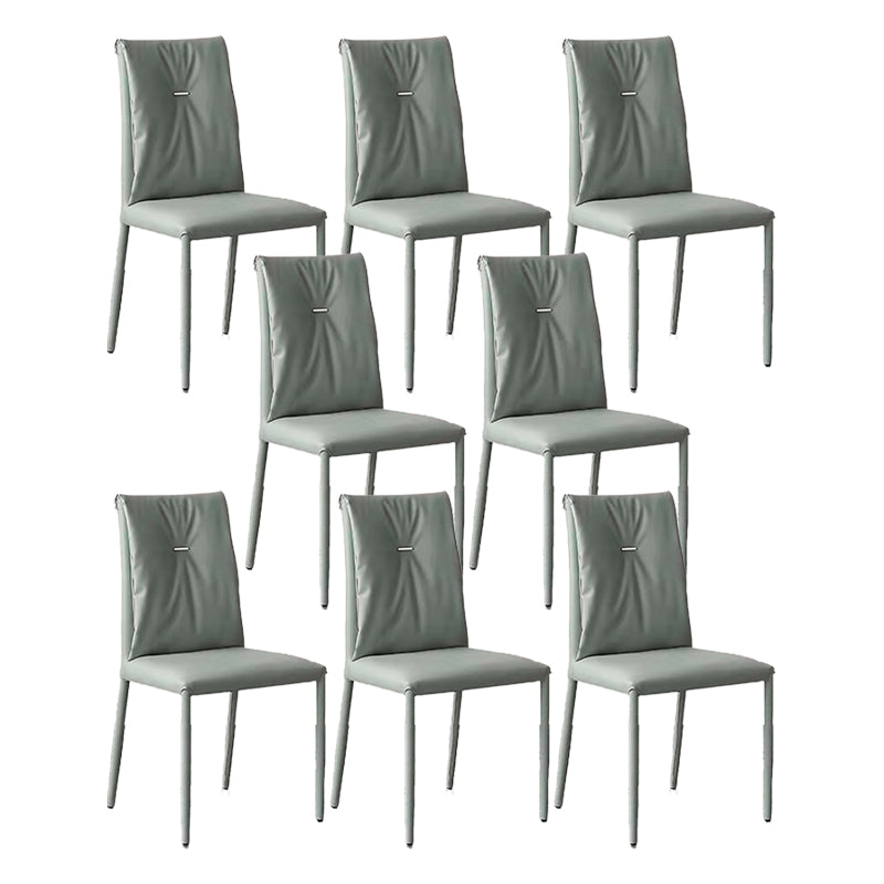 Contemporary Faux Leather Dining Chairs Metal Armless Dining Chair for Home Use