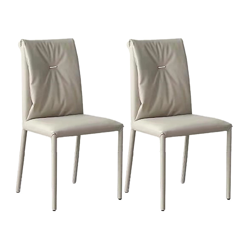 Contemporary Faux Leather Dining Chairs Metal Armless Dining Chair for Home Use