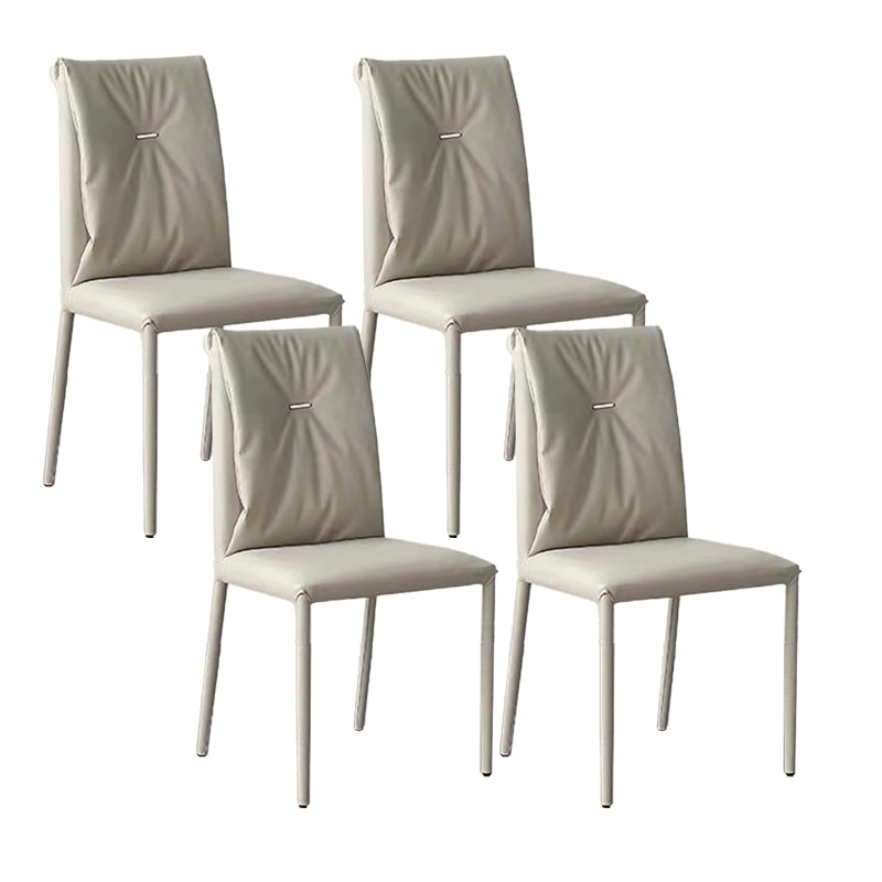 Contemporary Faux Leather Dining Chairs Metal Armless Dining Chair for Home Use